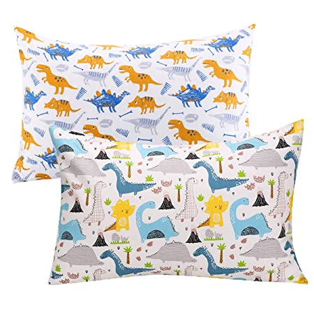 UOMNY Kids Toddler Pillowcases 2 Pack 100% Cotton Pillow Cover Pillowslip Case Fits Pillows sizesd 13 x 18 or 12 x 16 Inch for Kids Bedding Pillow Cover Baby Pillow Cases Dinosaur Kids' Pillowcas