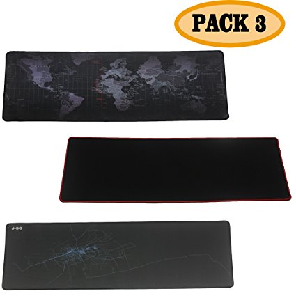 Pack of 3,J-so 31.49'x11.81'x0.08' Extended Non-Slip Mouse Pad