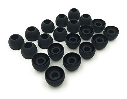 10 Pairs Medium Silicone Replacement Earbud Ear Buds Tips - Black