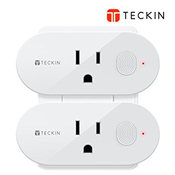 Smart Plug Wifi Outlet Compatible With Alexa, Echo, Google Home and IFTTT, Teckin Mini Smart Socket with Energy Monitoring and Timer Function, No Hub Required, 16A, (2 Pack)