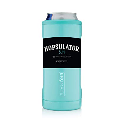 BrüMate Hopsulator Slim Double-walled Stainless Steel Insulated Can Cooler for 12 Oz Slim Cans (Aqua)