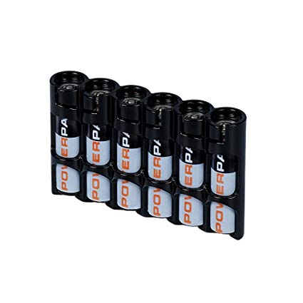 Storacell by Powerpax SlimLine AAA Battery Caddy, Black, Holds 6 Batteries