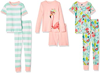 Spotted Zebra Girls' Snug-fit Cotton Pajamas Sleepwear Sets