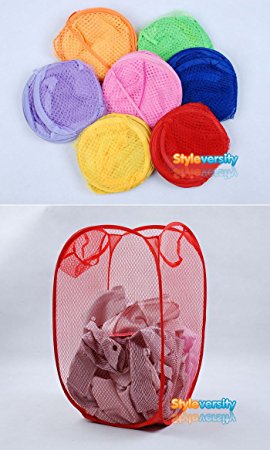 Foldable Pop Up Mesh Washing Laundry Basket Bag Bin Hamper Toy Tidy Storage
