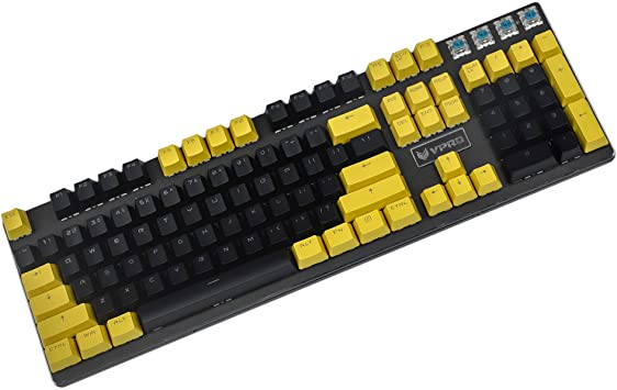 YMDK Double Shot 104 Miami PBT Shine Through OEM Profile Keycap Set Suitable for Cherry MX Switches Mechanical Keyboard (Yellow Black)