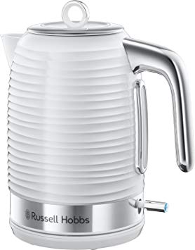 Russell Hobbs 24360 Inspire Electric Kettle, 3000 W, 1.7 Litre, White with Chrome Accents