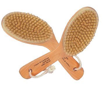 Kingsley Natural Bristle Body Brush with Contoured Wooden Handle - 2 Pack