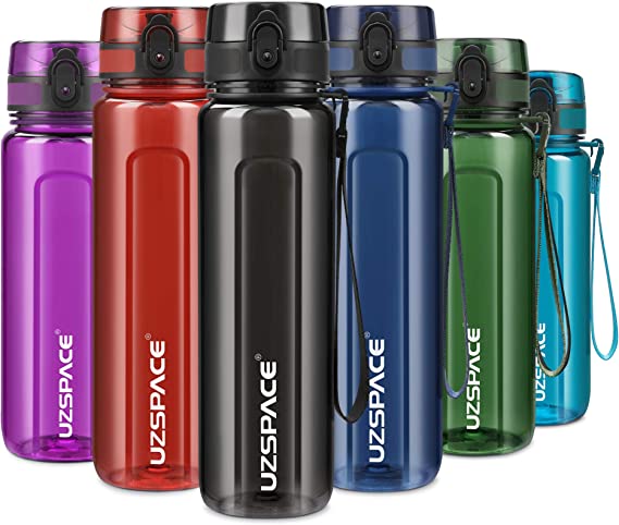 UZSPACE Reusable Water Bottle BPA Free 17 oz 26 oz 32 oz Tritan Plastic Clear Travel Water Bottles for Gym Sports Running School, Fast Flow&Leak-Proof