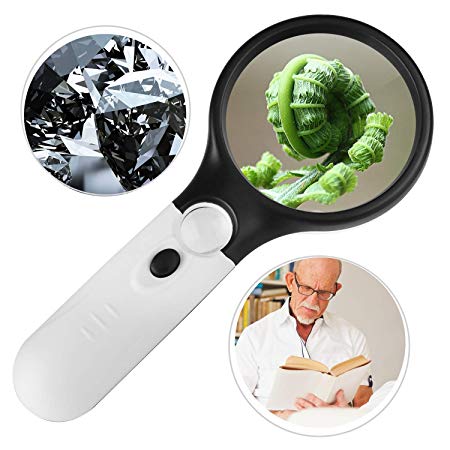 Magnifying Glass with Light, GPCT LED Illuminated Magnifier with 3X 45X High Magnification, Lighted Magnifying Glass for Reading, Close Work, Jewellery