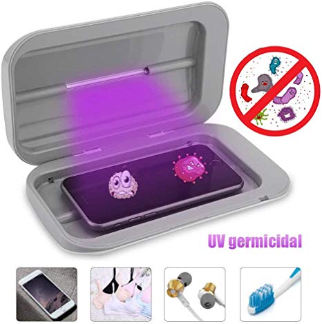 Lesgos UV Cell Phone Sanitizer, Portable UV Light Smartphone Cleaner UV Sterilizer Box for All Phones, Headphones, Keys, Tableware, Makeup Brushes, Toothbrush, Watch and Jewelry