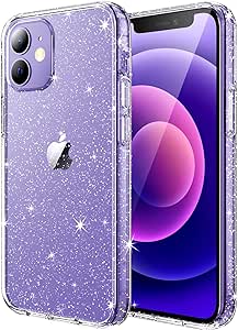 JETech Glitter Case for iPhone 12 mini, 5.4-Inch, Bling Sparkle Shockproof Phone Bumper Cover, Cute Sparkly for Women and Girls (Clear)