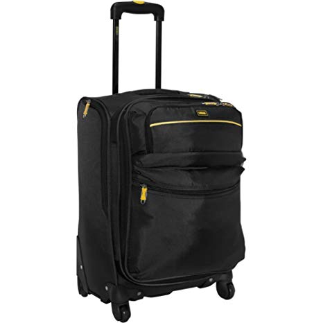 Lucas Luggage Ultra Lightweight Carry On 20 inch Expandable Suitcase With Spinner Wheels (20in, Tuscany Black)
