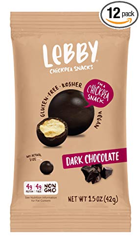 Lebby Chickpea Dark Chocolate Snack, Gluten-Free, Non-GMO, Vegan, Kosher, Guilt-Free 1.5 Oz 12 Pack