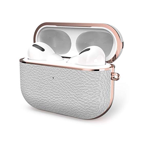 GAZE Airpods Pro Case Cover Leather, [2020 Released] Protective Shockproof Fashion Style Accessories Skin Cover Case Compatible for AirPods 3 [Front LED Visible] (Light Grey)