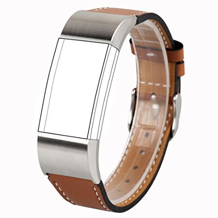 Wearlizer Replacement Leather Strap for Fitbit Charge 2