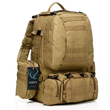 G4Free Large 50L Tactical Molle Backpack with 3 MOLLE Bags Military Rucksacks 3 Day Assault Pack Bug Out Bag Outdoor Combat Backpack Survival Trekking Bag for Hiking Camping