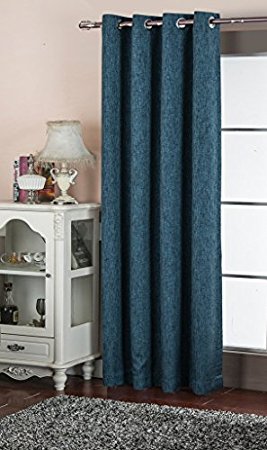 Best Dreamcity Faux Linen Blackout Curtain, Grommet Top, Insulated, Room Darkening, Single Panel, W52" X L84", Royal Blue