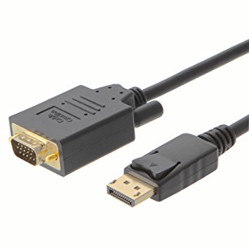 DP to VGA, CableCreation 6 Feet DisplayPort to VGA Cable, Standard DP to VGA Male Cable ,6ft Black Color