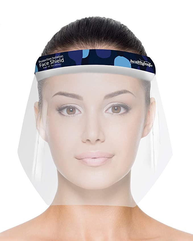 Healthgenie Face Shields (Pack of 10), Safety Face Shield, 350 Microns Unbreakable Shield for Men and Women