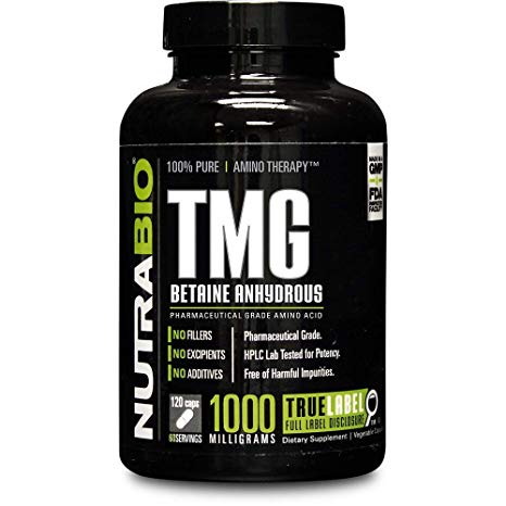 NutraBio Trimethylglycine (TMG, Betaine) (500mg) - 120 Vegetable Capsules
