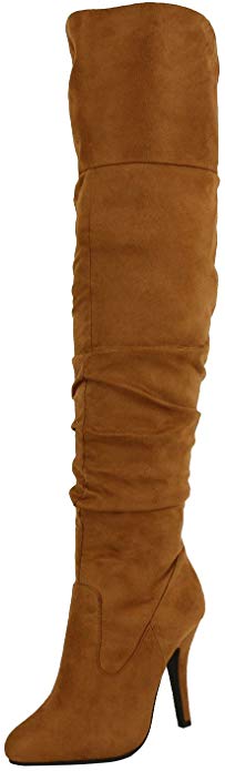 Forever Link Womens Focus-33 Vegan Leather Over The Knee Fashion Boots