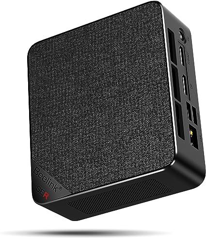 Beelink Mini PC SER5 MAX, AMD Ryzen 7 5800H (8C/16T up to 4.4GHz), Radeon Vega 8 Graphics, 16G DDR4 500G PCIe3.0 SSD Mini Desktop Computer, Wifi6/BT5.2/USB3.2/HDMI DP Type-C/4K@120Hz Triple Display