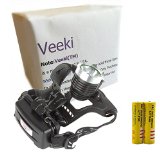 Veeki Waterproof 1000 Lumens Xm-l T6 LED Headlamp Bright Bike Headlight for Outdoor Activities with Charger 218650 5000 Mah Battery