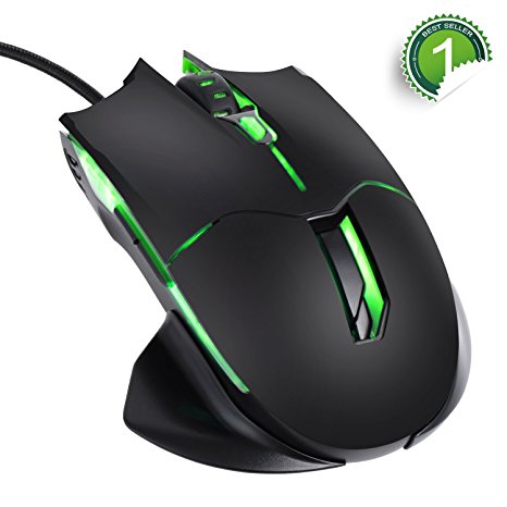 Xcords Professional Gaming Mouse, 2500DPI Ergonomic Wired Mice with 6 buttons for Laptop, PC, Desktop Computer (Black)