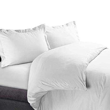 Royal Hotel Solid White 300-Thread-Count 2pc Twin/Twin-XL Duvet-Cover 100-Percent Cotton, Sateen Solid, 100% Cotton