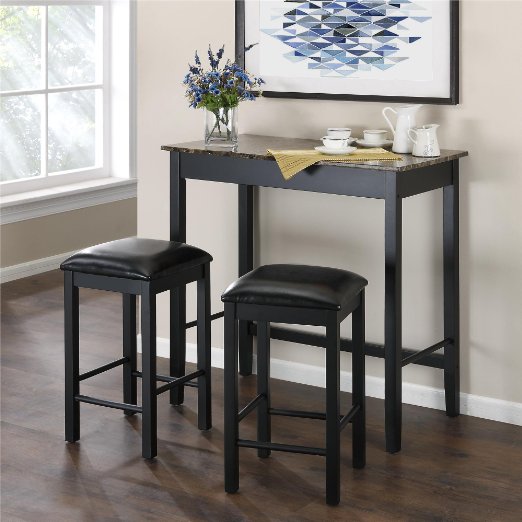 Dorel Living 3-Piece Devyn Faux Marble Pub Dining Set