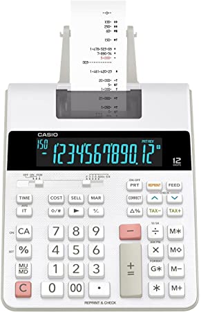 Casio HR-300RC Printing Calculator with Backlit LCD Display,White,Mini-Desktop