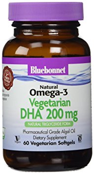 BlueBonnet Natural Omega-3 Vegetarian DHA Vegetarian Softgels, 200 mg, 60 Count