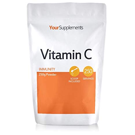 Your Supplements – Vitamin C Powder – 250g Ascorbic Acid – 100% Pure British Pharmaceutical Grade – Non-GMO