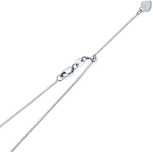 14k REAL Yellow OR White Gold Solid 0.8mm Box Length Adjustable Chain Necklace with Lobster Claw Clasp