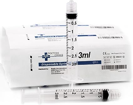 Syringe Sterile with Luer Lock Individually Sealed - 100 Syringes per Box (no Needle) (3ml 100pk)