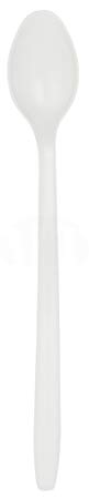 Medium Weight Long 8" White Plastic Soda/Sundae Spoon by MT Products - (Pack of 50)