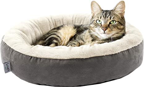 Love's cabin Round Donut Cat and Dog Cushion Bed, 20in Pet Bed for Cats or Small Dogs, Anti-Slip & Water-Resistant Bottom, Super Soft Durable Fabric Pet Beds, Washable Luxury Cat & Dog Bed Gray