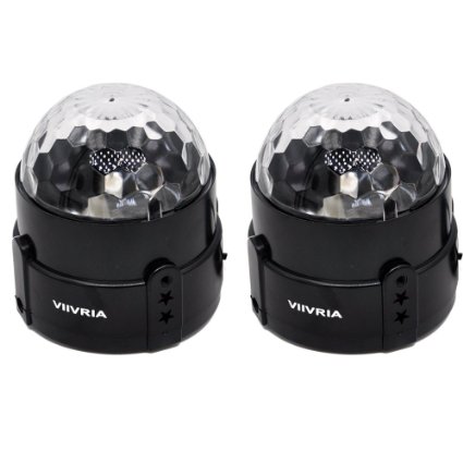 VIIVRIA® 2PCS 3W RGB Sound-activated Stage LED Crystal Magic Rotating Ball Effect Led Stage Lights For KTV Xmas Party Wedding Holiday Show Club Pub Disco DJ