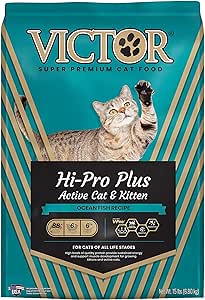 Victor Super Premium Cat Food – Hi-Pro Plus Active Cat and Kitten – Dry Cat Food for Active Cats – All Breeds and All Life Stages from Kitten to Adult, 15lb