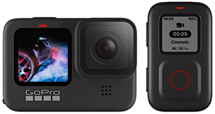 GoPro HERO9 Black Waterproof Digital Action Camera with Touch Screen 5K Ultra HD Video 20MP Photos 1080p Live Streaming Stabilization & The Remote - Official Accessory, Black