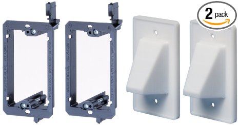 Arlington LVCE1-2 Low Voltage Mounting Bracket with Cable Wall Plate, 1-Gang, 2-Pack