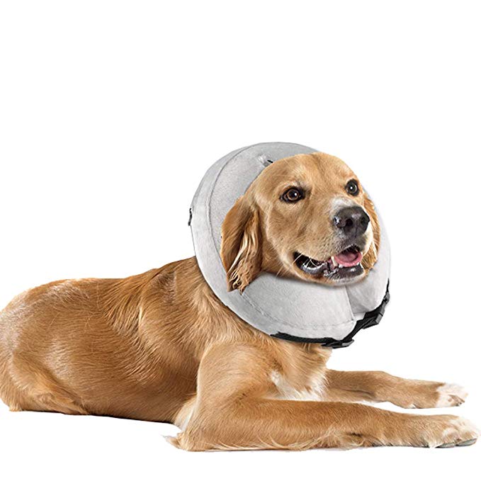 UMARDOO Protective Cone Collar Pets Soft Inflatable Post Surgery Cone Collar for Dogs and Cats with Adjustable Buckle.