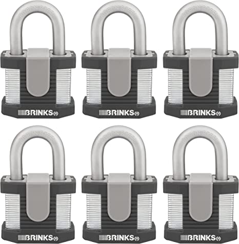 BRINKS - 50mm Commercial Laminated Steel Keyed Padlock, 6-Pack - Solid Steel Body with Boron Steel Shackle