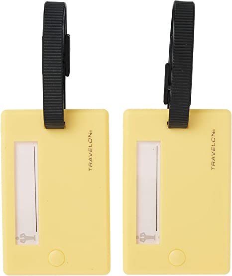 Travelon Set of 2 Luggage Tags, Neon Yellow, One Size