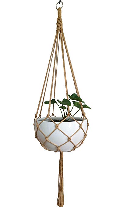 Macrame Plant Hanger Hanging Planter Hanging Net Basket Hemp Rope 52 Inch for 10 inch Pot, Pot and Plant Excluded (8LEGS)