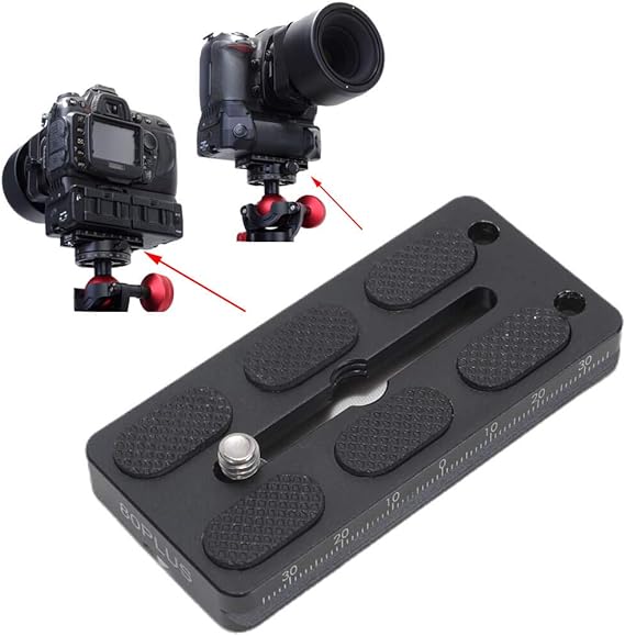 iShoot 80mm Long Metal Quick Release Plate for Large Camera Body with Battery Grip, Compatible with 39mm Arca-Swiss Fit Tripod Head Clamp