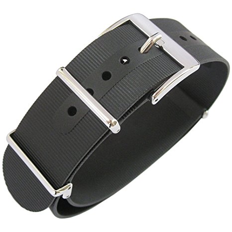 Bonetto Cinturini 22mm 2-Piece Black Rubber Mens Watch Strap Model 328