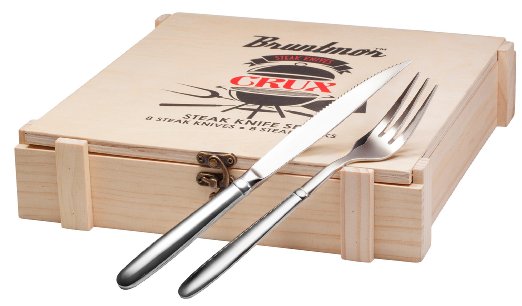 Bruntmor, CRUX Royal 18/10 Stainless Steel 16-piece Steak Knife set Wooden Gift Box