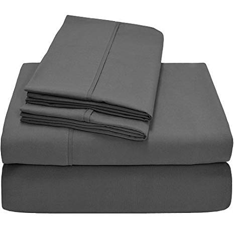 Sleepwell Bedding 650 Thread Count Egyptian Cotton One Fitted Sheet   Two Pillow Case ( 36 Cm Pocket Depth) UK King,Dark Grey Solid