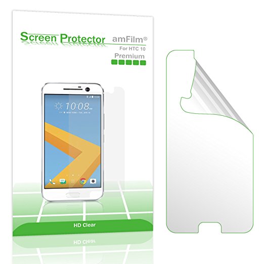 HTC 10 Screen Protector, amFilm Premium HD Clear (Invisible) Screen Protector for HTC One M10 with Lifetime Replacement Warranty (3-Pack) [in Retail Packaging]